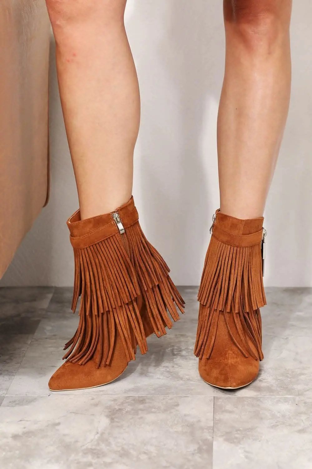 Chic women's tassel wedge ankle booties for stylish elegance - Love Salve
